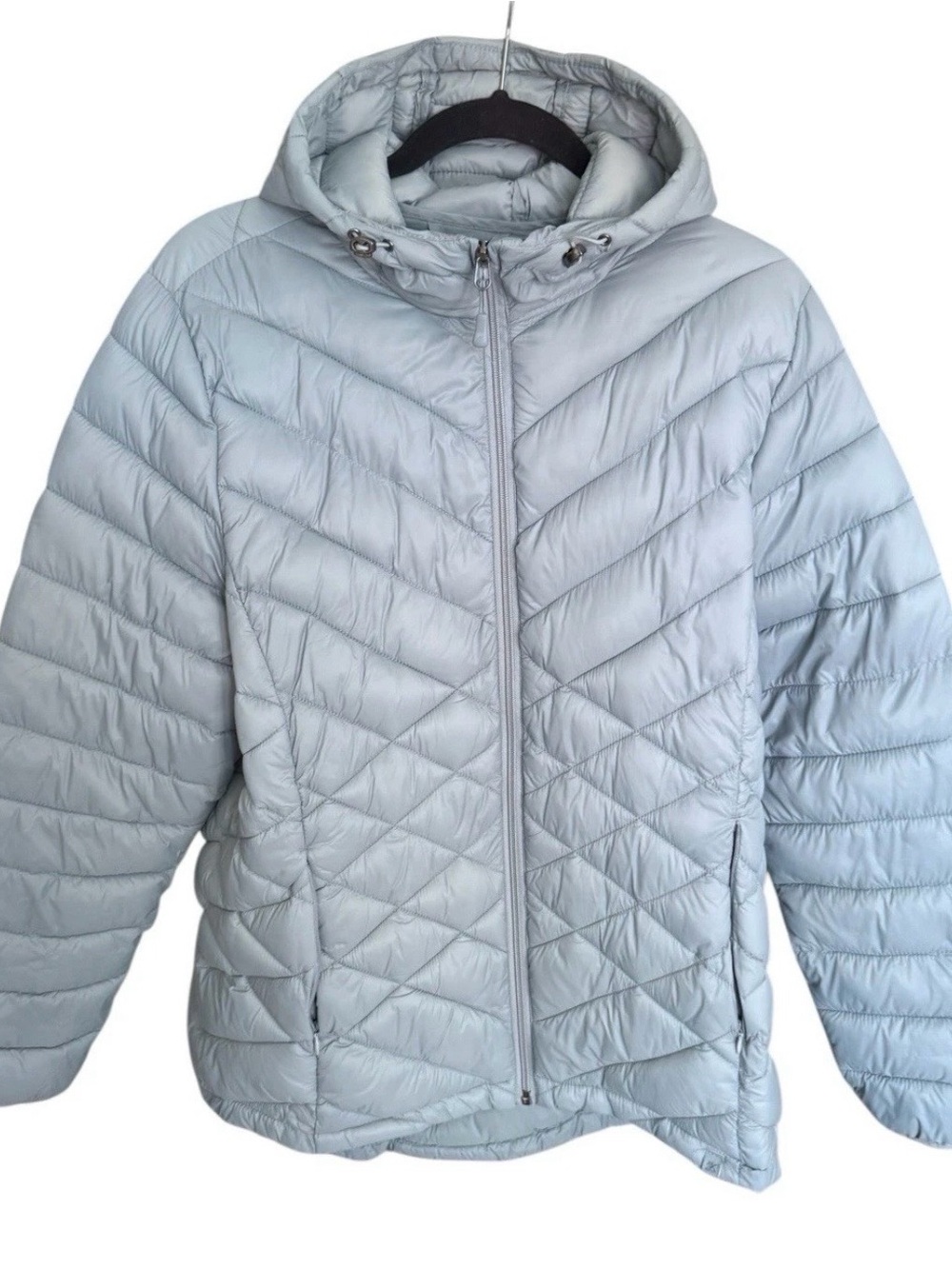 ZeroXposur Quilted Puffer Jacket Full Zip Hooded Womens Large Light Teal